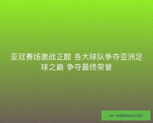亚冠赛场激战正酣 各大球队争夺亚洲足球之巅 争夺最终荣誉